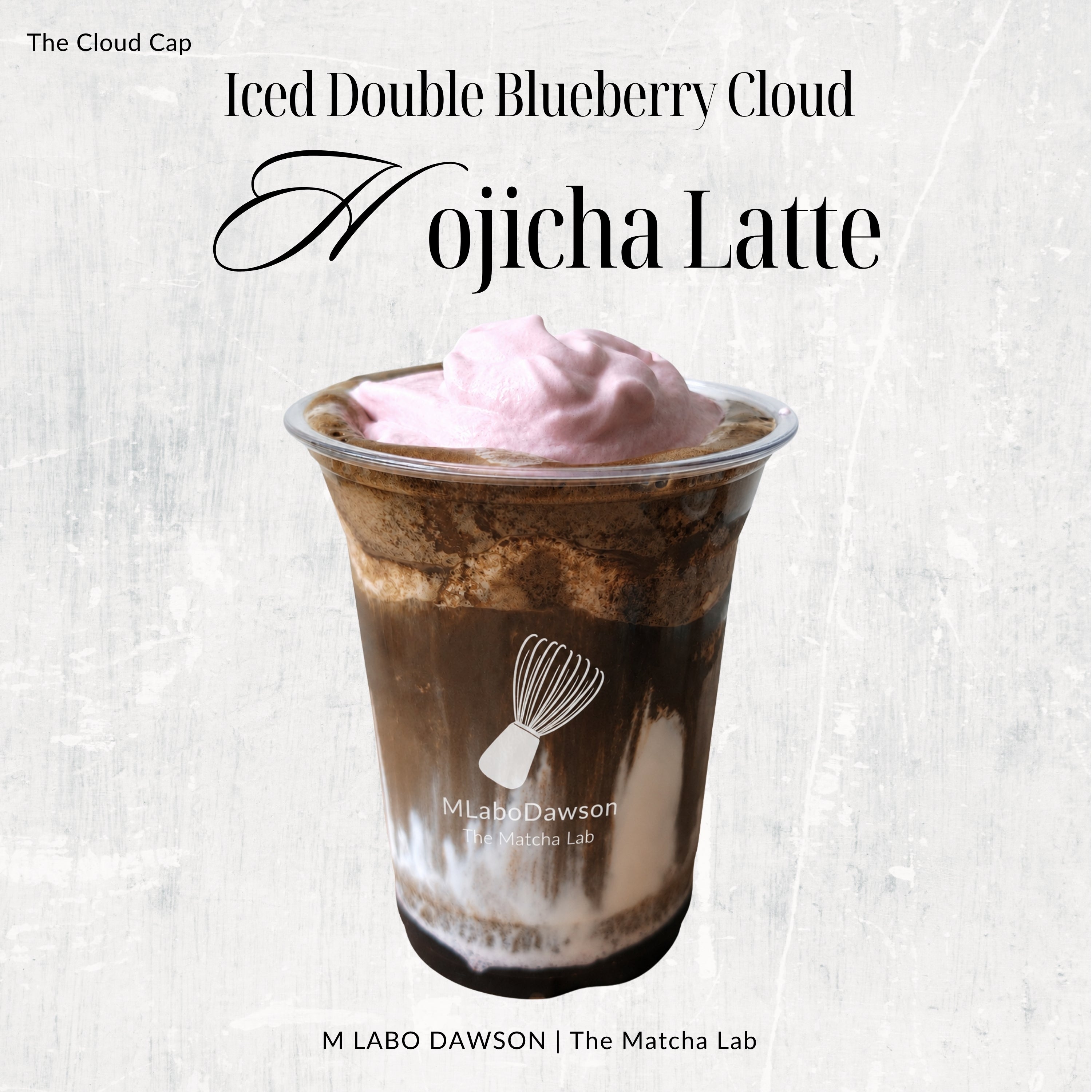 Iced Double Blueberry Cloud Hojicha Latte